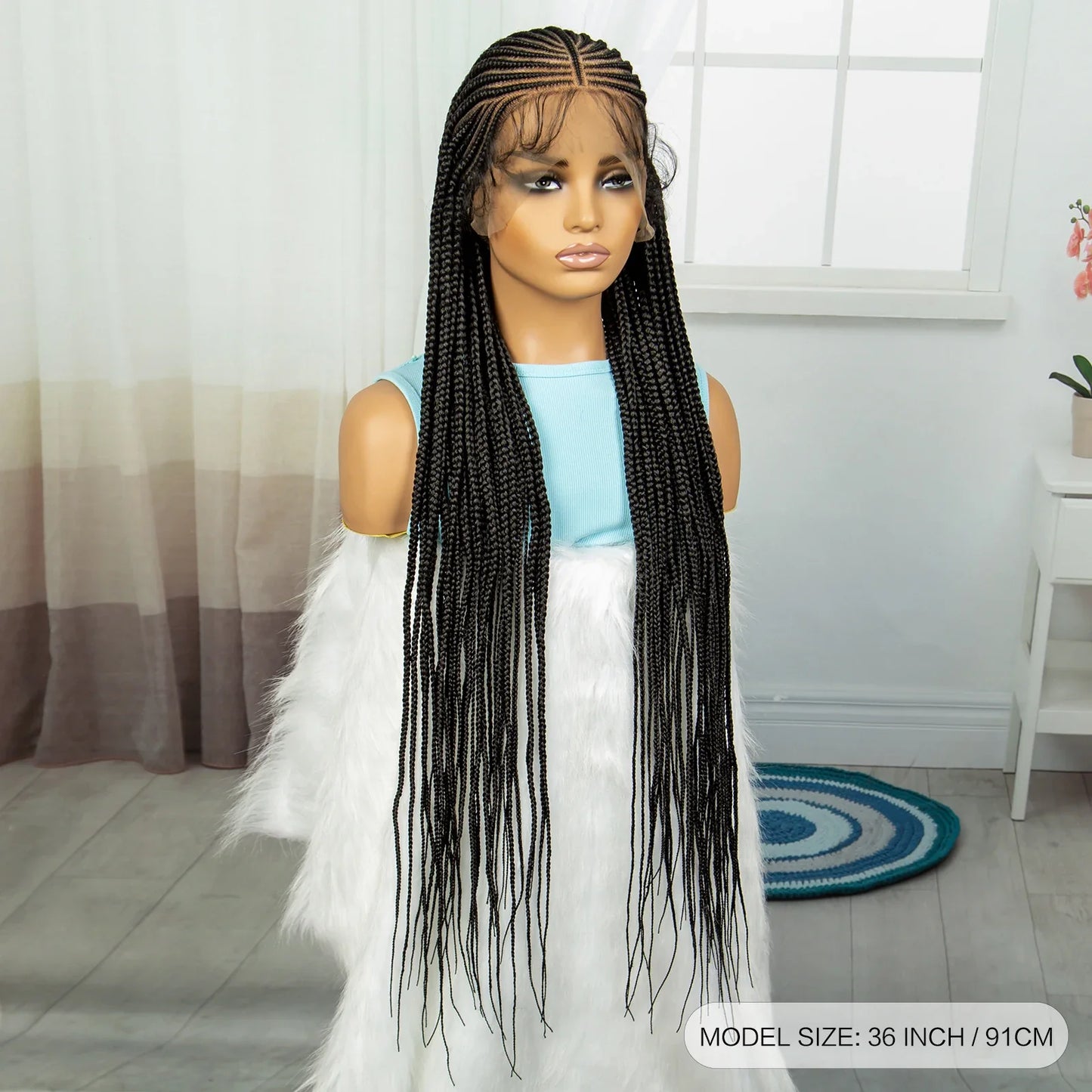 Cornrow Knotless Box Braids Wig | Full Lace Frontal | Baby Hair