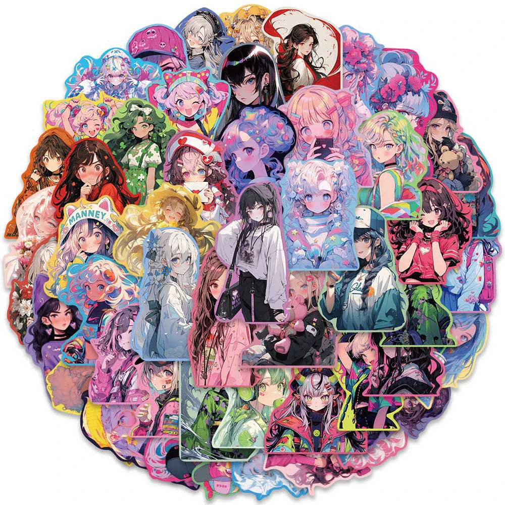10/30/50pcs Kawaii Anime Girl Cartoon Aesthetic Stickers Decals Laptop Scrapbook Phone Suitcase Fridge Diary Decoration Sticker