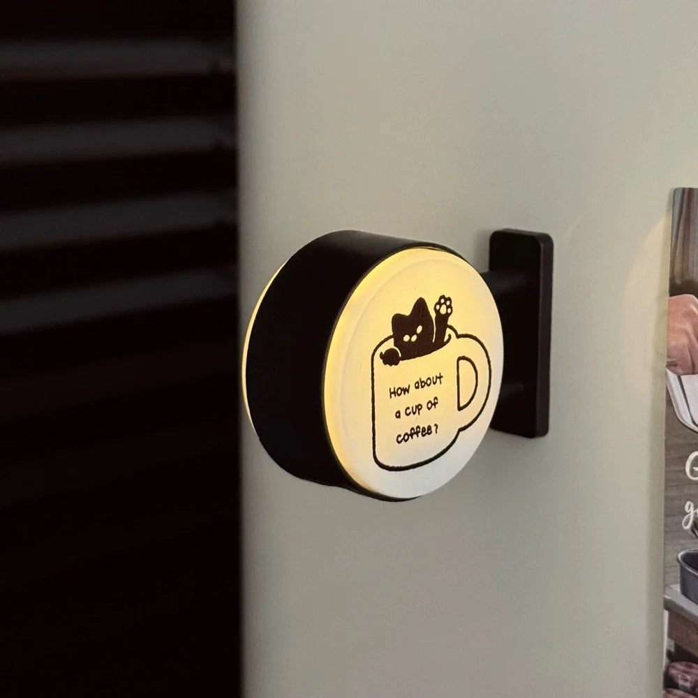 Retro Coffee Corner Refrigerator Magnet Light Fridge Magnet Magnetic Home Miniature Pegboard Coffee Shop Glowing Decoration