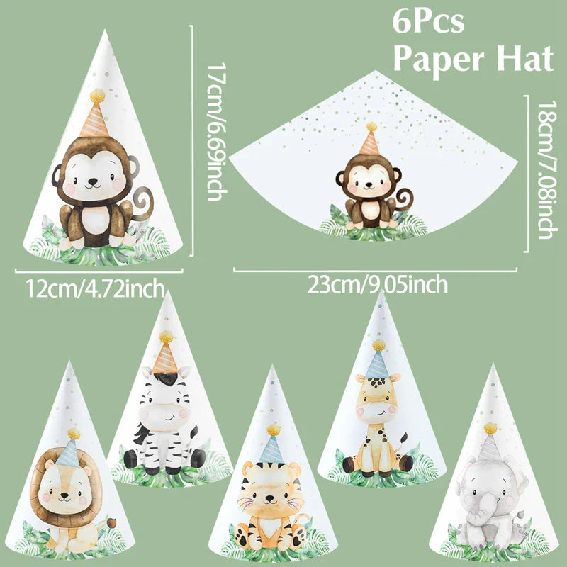 Jungle Safari Disposable Tableware Paper Plates Cups Animal 1st Wild One Birthday Party Decor kids Baby Shower Supplies Woodland