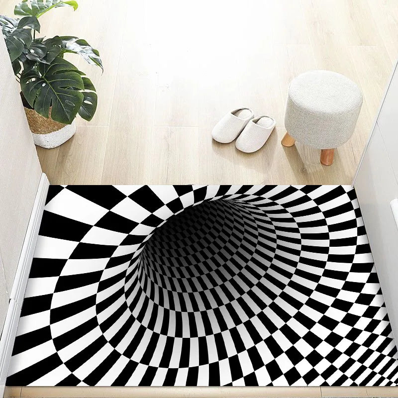 VIKAMA 3D Dizziness Crystal Velvet Floor Mat  Durable and Easy to Clean Anti-Slip Mat for Home Decoration  Entry Door Mat