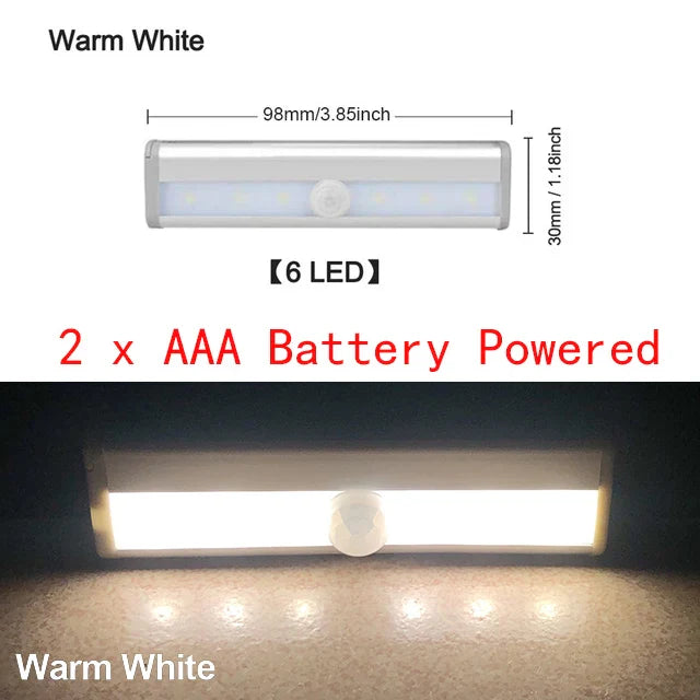 LED Under Cabinet Night Light Motion Sensor Closet Light Kitchen Bedroom Lighting Wall Lamp With Magnetic Strip USB Rechargeable