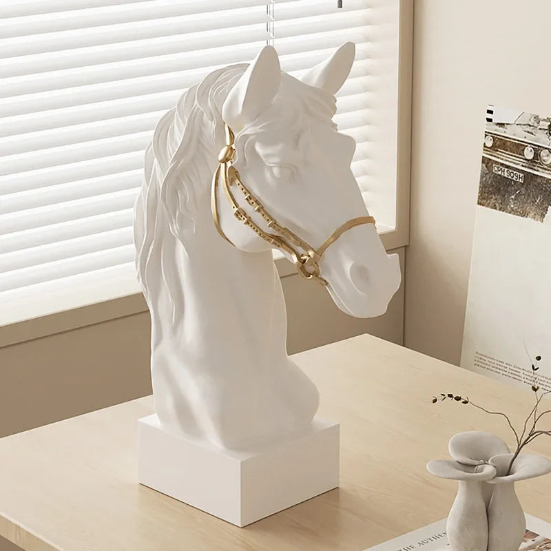 Galloping Horse Head Resin Sculpture Statue Modern Abstract Home Decor Office Desk Art Piece Elegant Gift for Equestrian Lovers