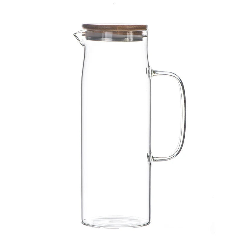 New 1000ML/1500ML Thickened Glass Kettle Bamboo Lid With Filter Cover, Can Be Added To The Kettle For Juice And Coffee