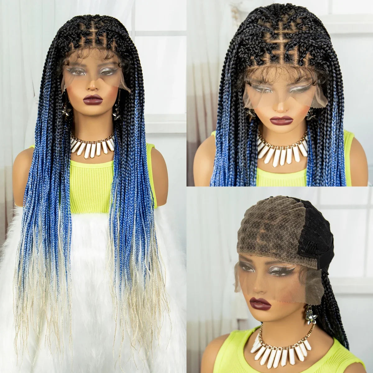 36" Ombre Knotless Braids Wig | 1B/27 | 9x6 Lace Front | Baby Hair