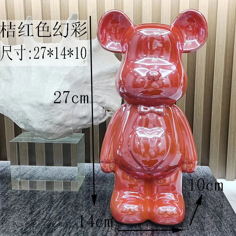 27/cm Ceramic Cartoon Teddy Bear Figurine Love Bear Ornament Living Room Small Piggy Bank Wine Cabinet Desktop Home Decoration