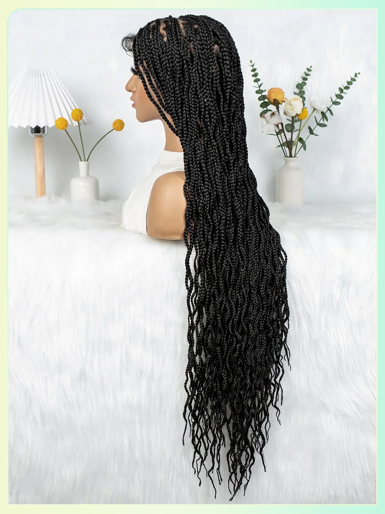Crochet Box Braids Full Lace Wig with Pre-Plucked Hairline
