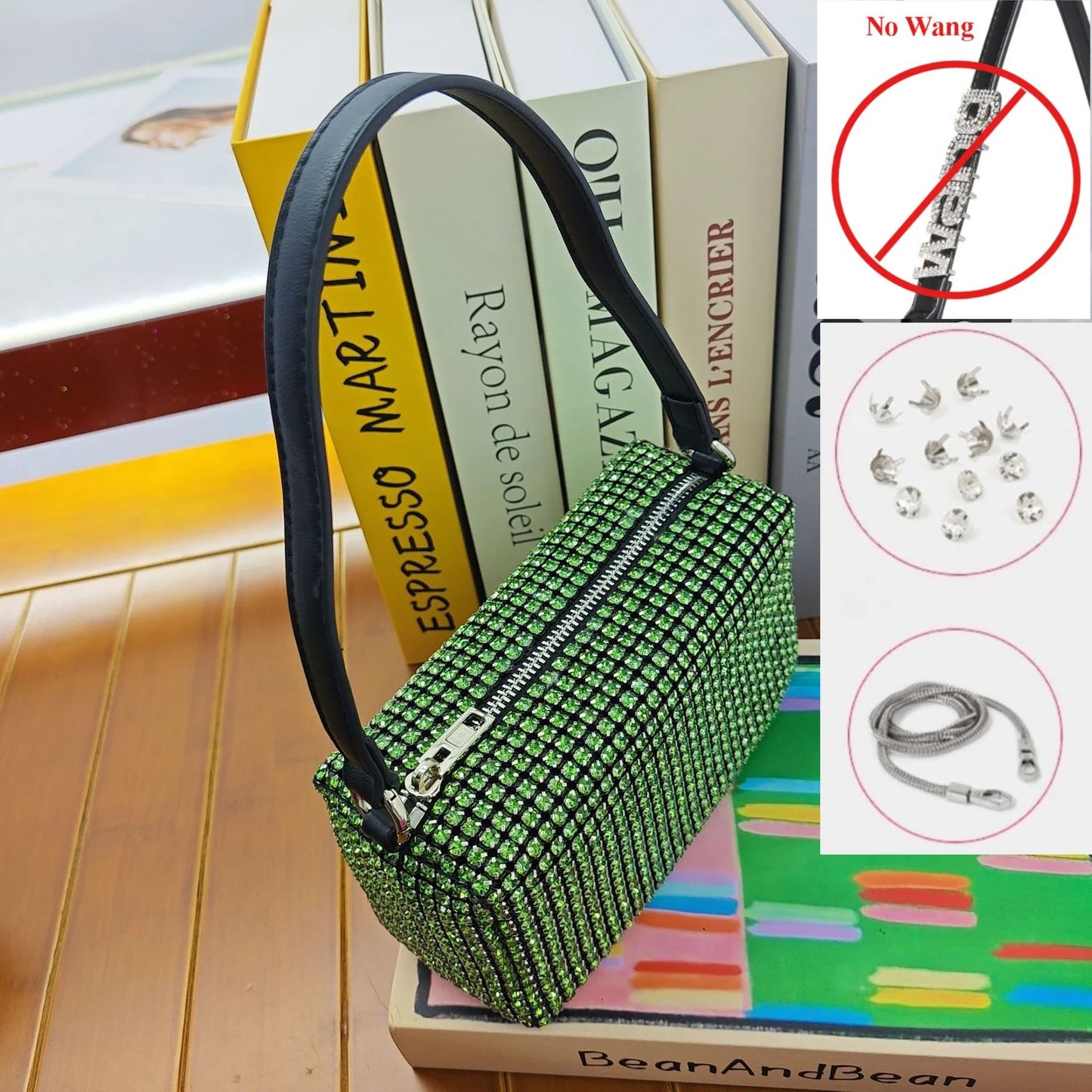 Super A Rhinestone Light Luxury Bag | Women's Summer High-End Texture Messenger & Portable Dinner Bag (Shiny Full Diamond Crossbody)