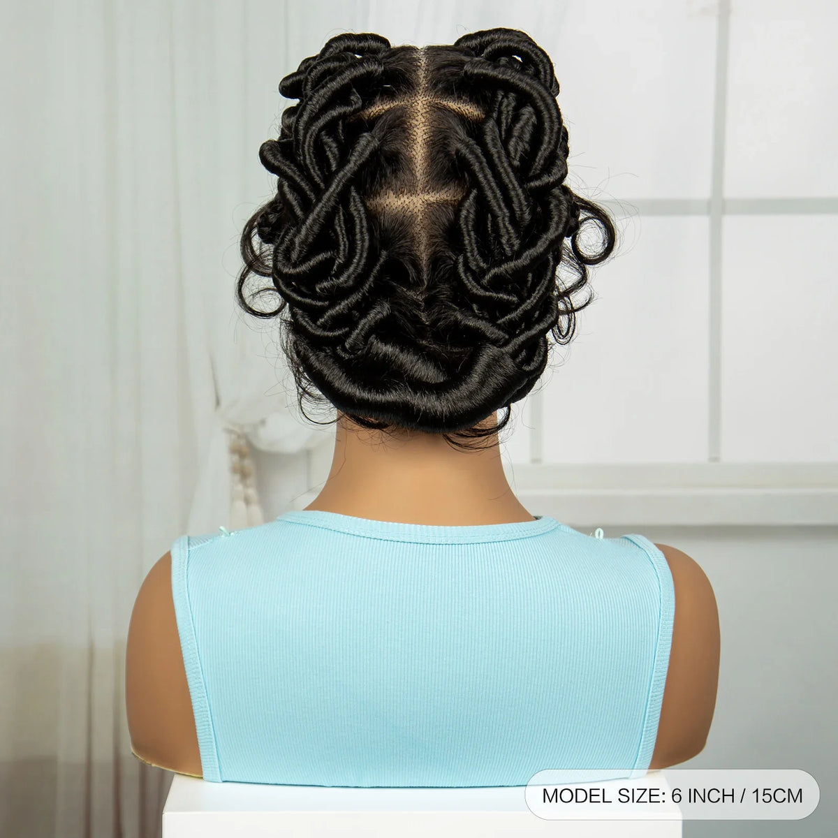 Burgundy Full Lace Synthetic Braided Wig | Knotless Box Braids & Bantu Knots | Lace Front Wig with Baby Hair for Black Women