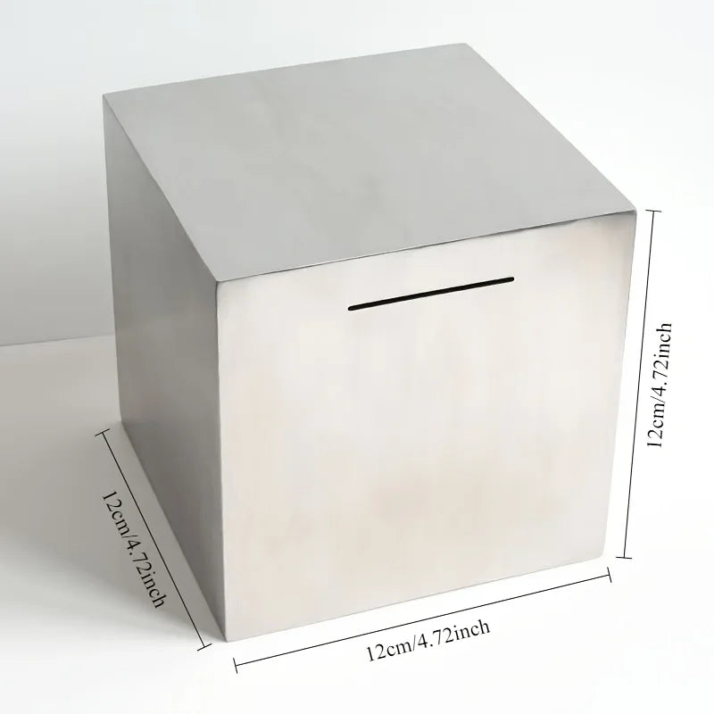Stainless Steel Piggy Bank, a Student Internet Celebrity Savings Box That Only Allows Deposits, a Durable Metal Money Box.