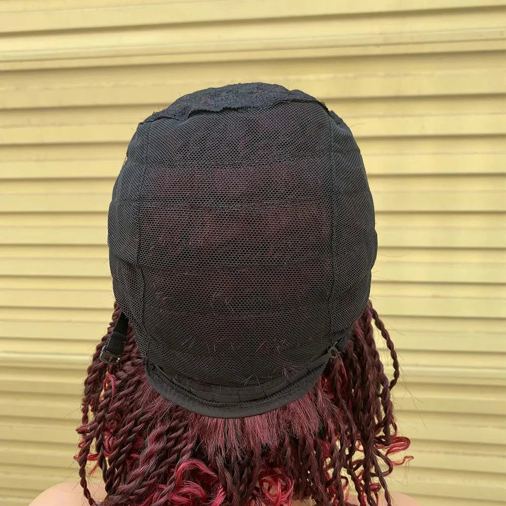 Short Ombre Bug Twist Braided Bob Wig | Crochet Hair | Synthetic African Braids | Black Women