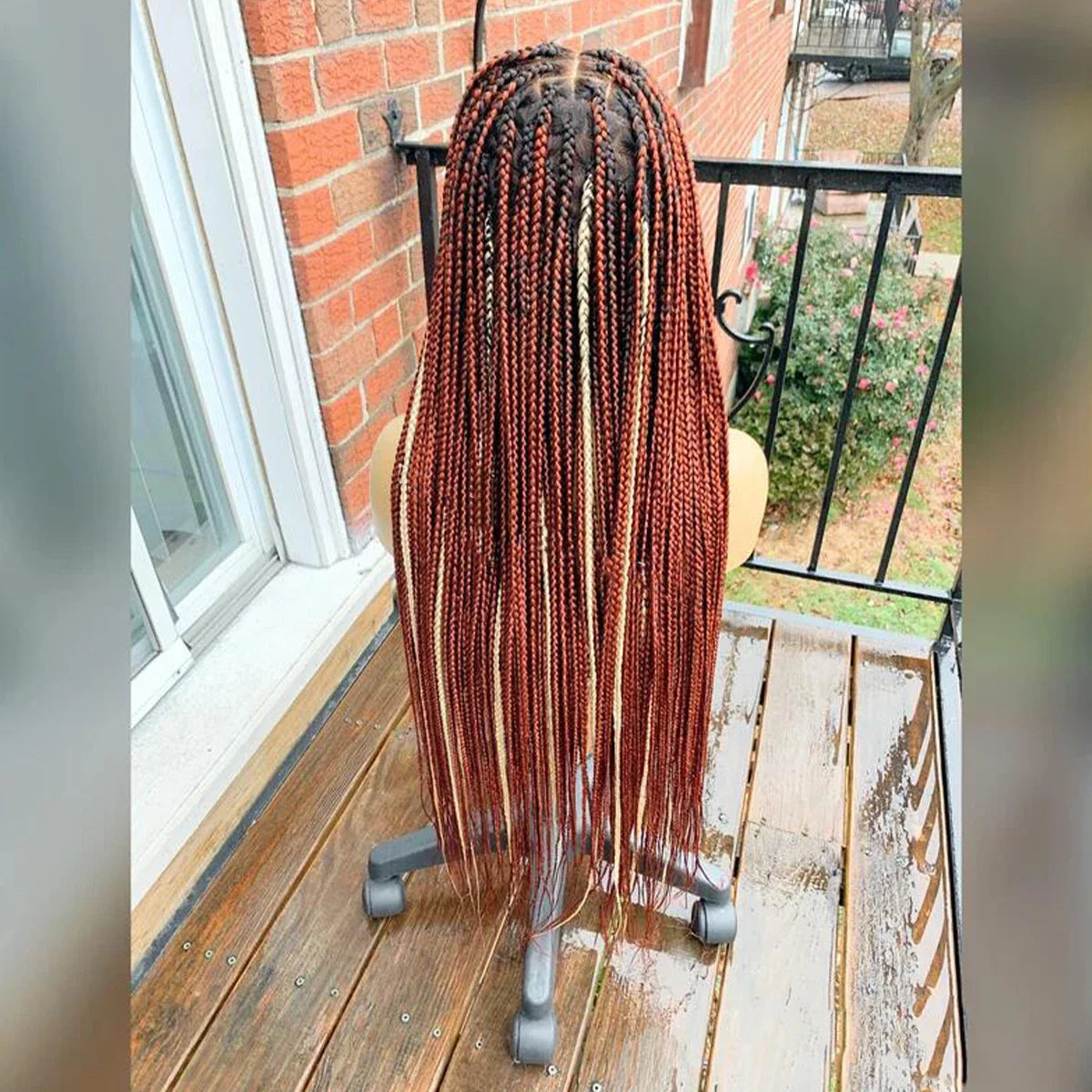 Ombre Blonde Knotless Box Braided Wig | Full Lace Braids Wig | Senegalese Twist, Passion Twist, Faux Locs Styles Available | Kanekalon Hair