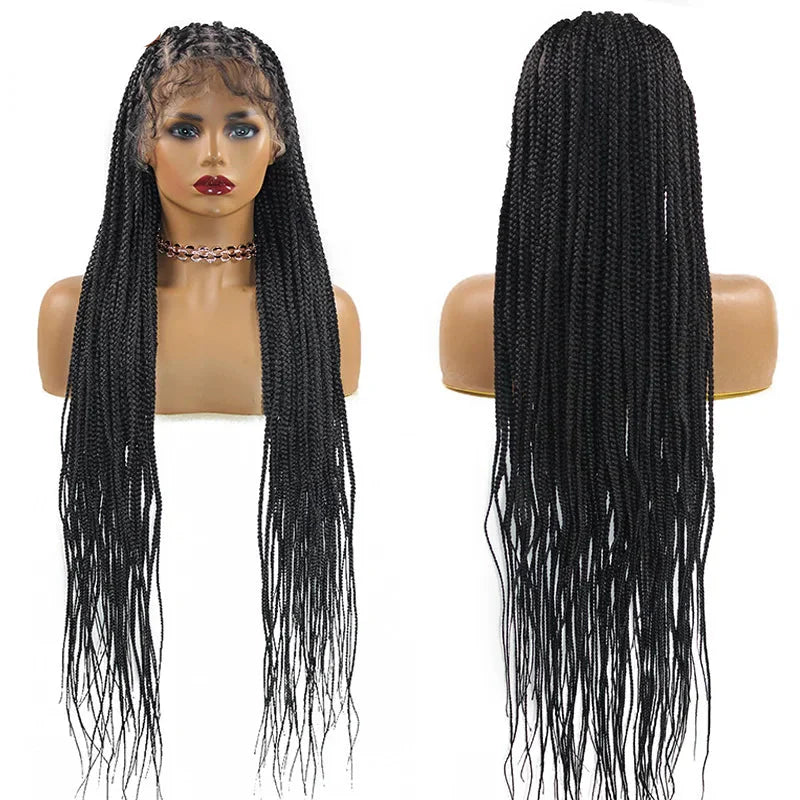Product Title: Criss Cross Knotless Box Braids Full Lace Wig | Baby Hair | Synthetic Cornrows | Braided Lace Front Wig