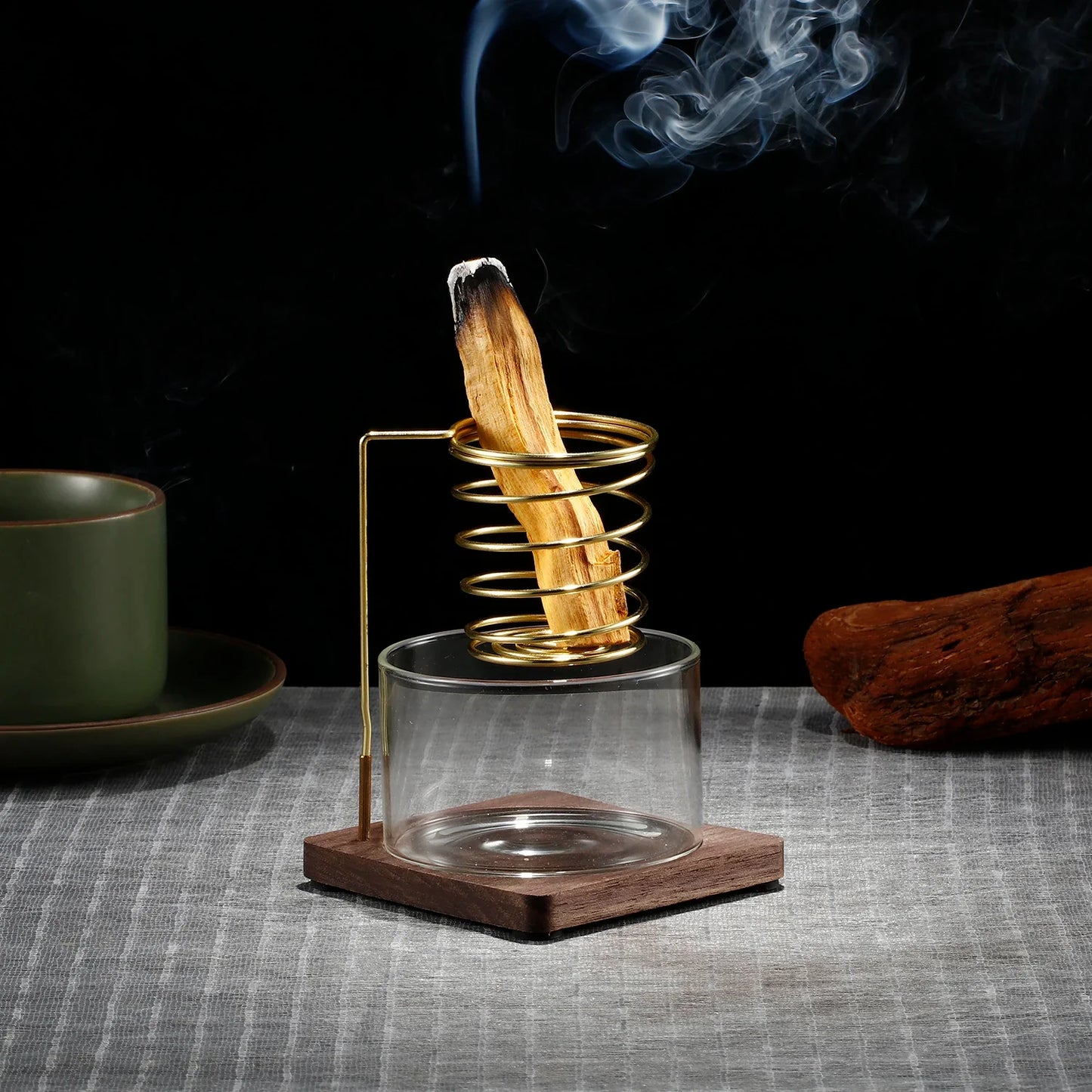 Metal Palo Santo Holder Burner Sage Holder with Glass Ash Catcher Tray Incense Holder for Meditation Yoga Spa