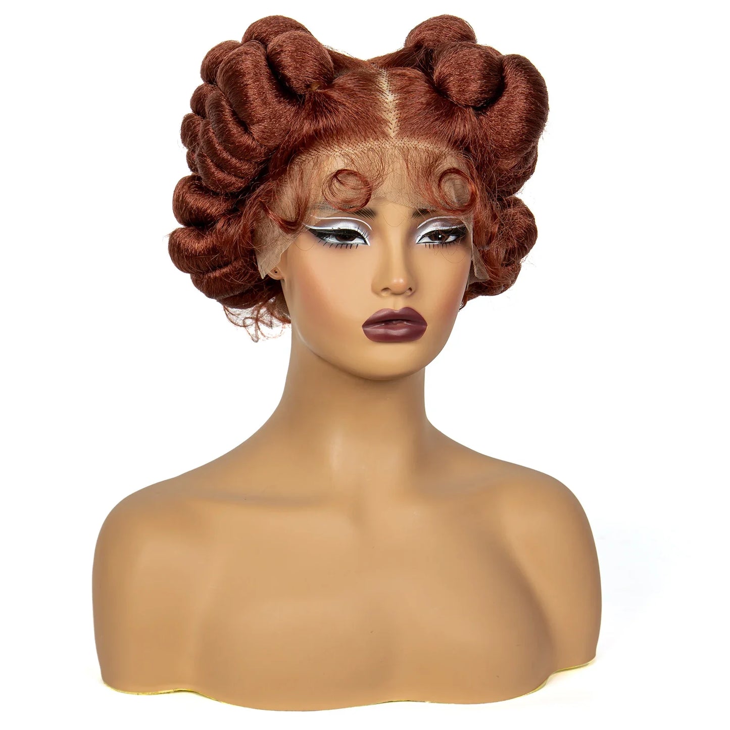 Ginger Orange Bantu Knotless Braids Wig | Full Lace | Short Bob | 350#