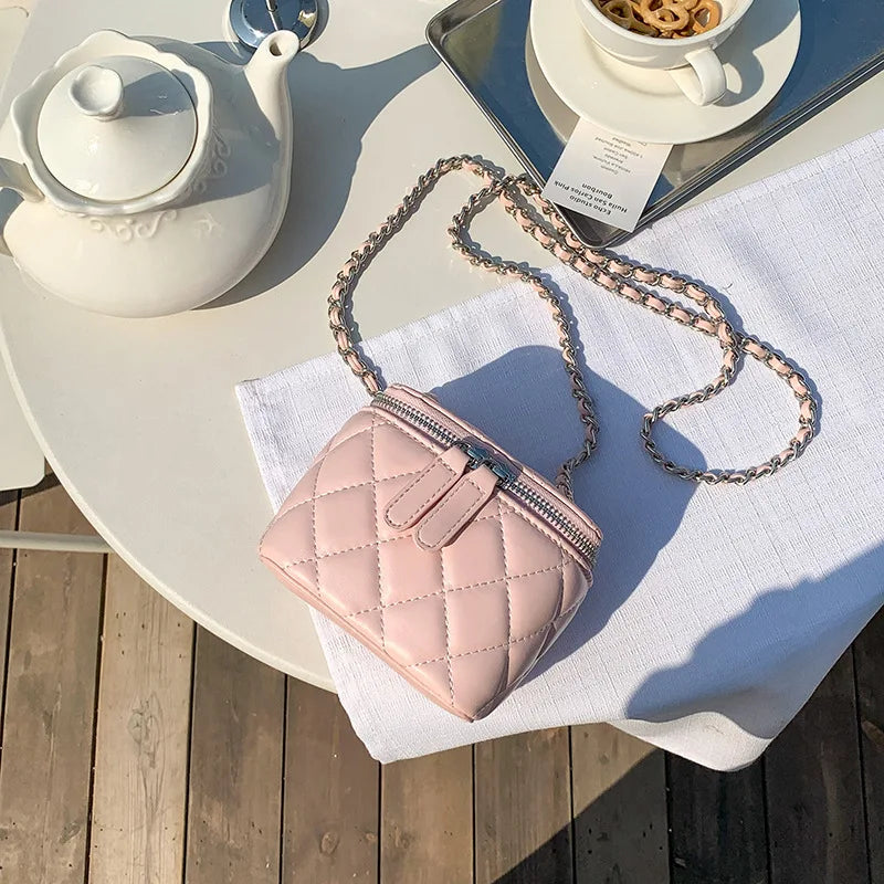 Mini Denim Crossbody Bags for Women | Lingge Chains Shoulder Bag & Fashion Brands Box Bag (Lipstick Coins Purses & Handbags)