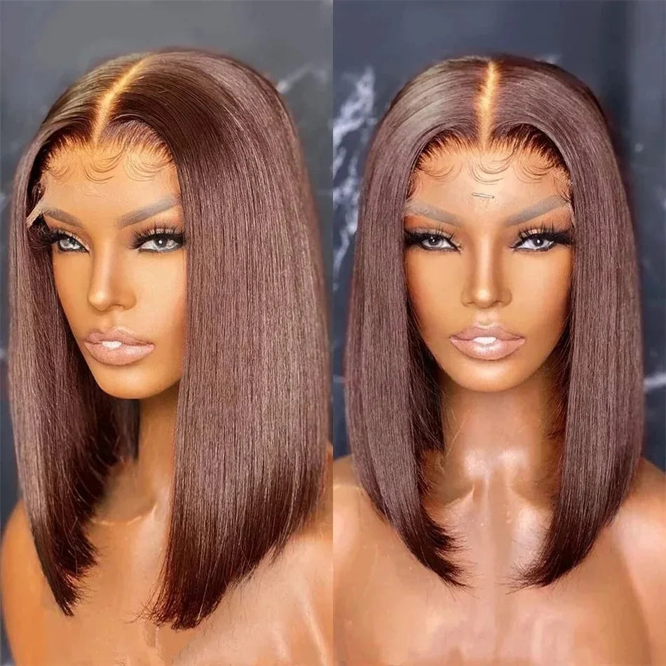Ombre Honey Blonde & Red Wine Bob Wig | 13x4 HD Transparent Lace Front Human Hair
