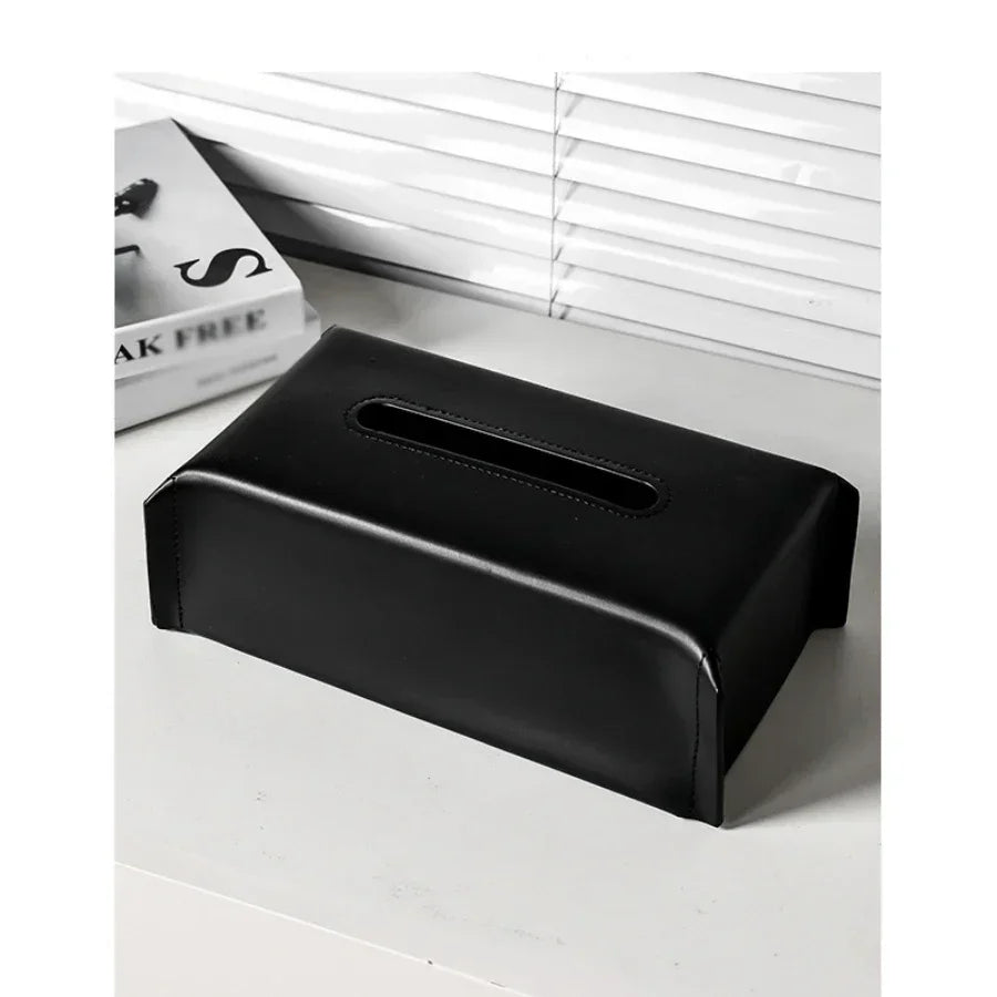 New Woven Tissue Box Leather Napkin Case Luxury Paper Cover Car Living Tissue Paper Holder Desktop Home Tabletop Decoration