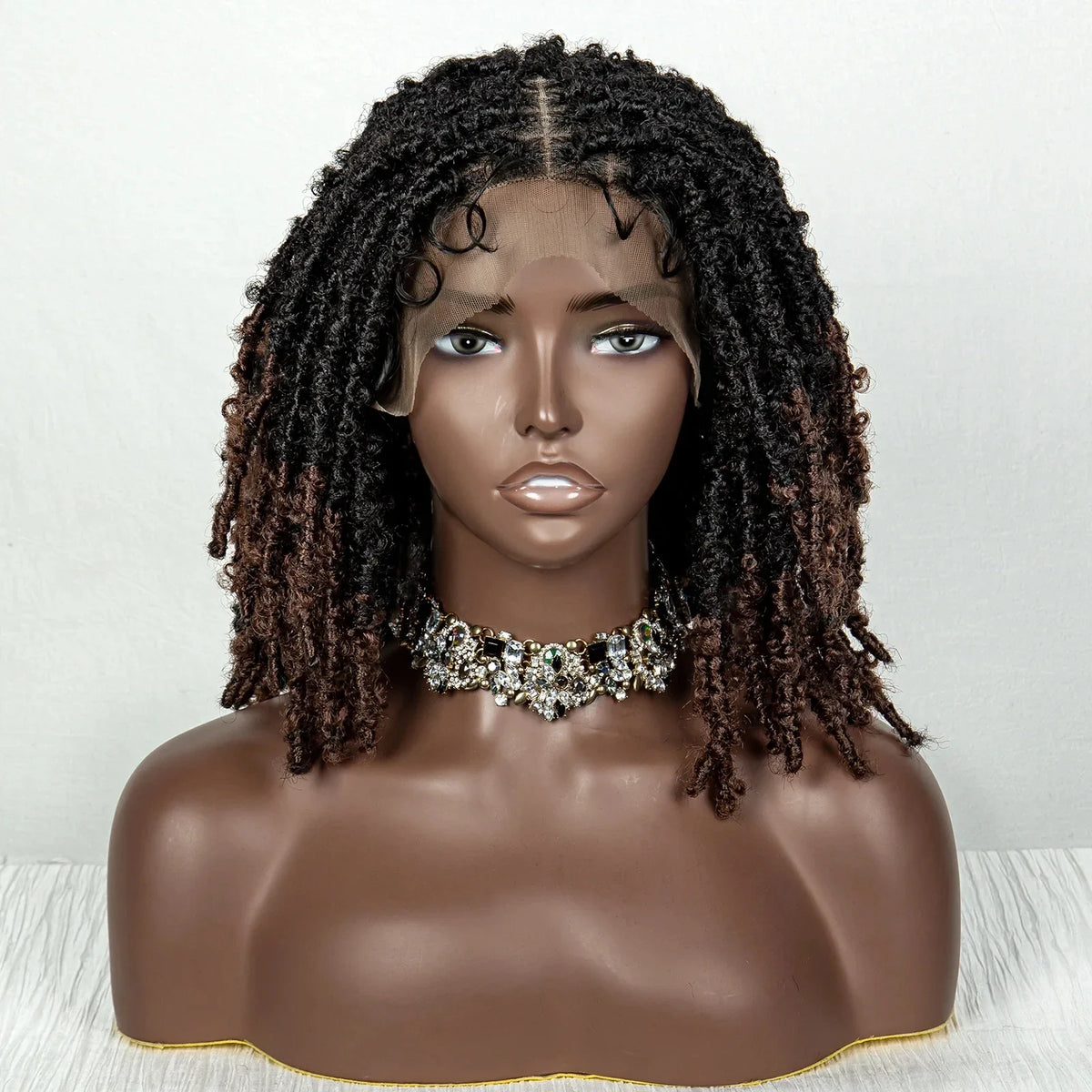 14" Butterfly Locs Crochet Braids Bob Wig | Lace Front
