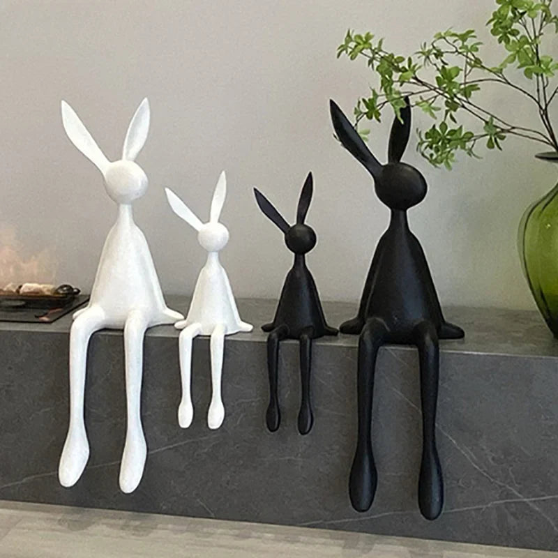 Creative Home Decor Rabbit Statue Abstract Art Sculpture Desk Living Room TV Cabinet Wine Cabinet Handicrafts Ornaments