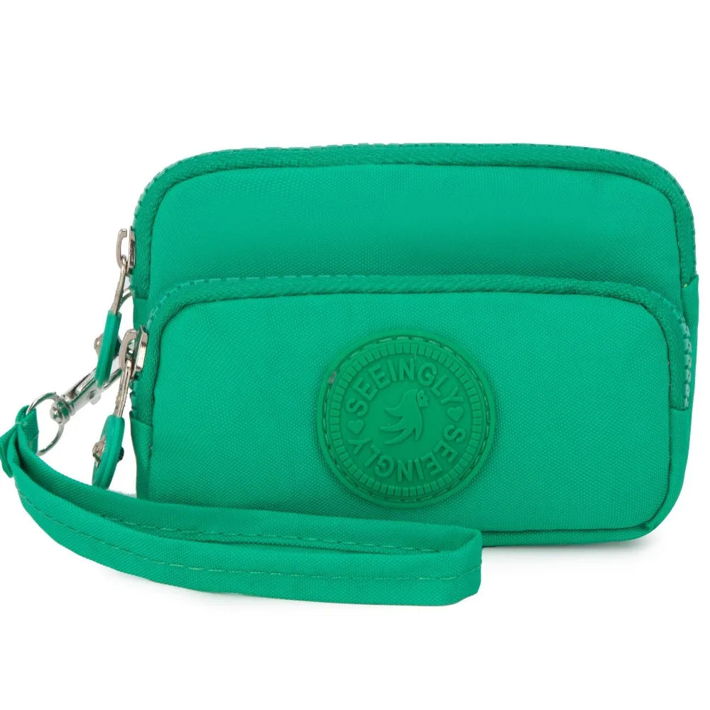 New Waterproof Coin Purse with Key Ring | Solid Color Card Holder & Large Capacity Wear-Resistant Handbag (Unisex Storage Bag)