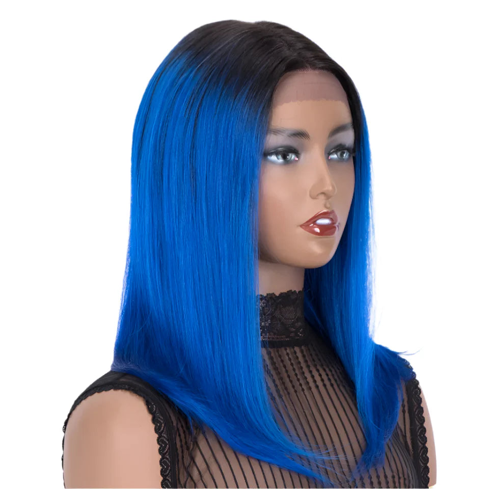 Rebecca Ombre Blonde Brown Straight Bob Wig | T-Part Lace Human Hair