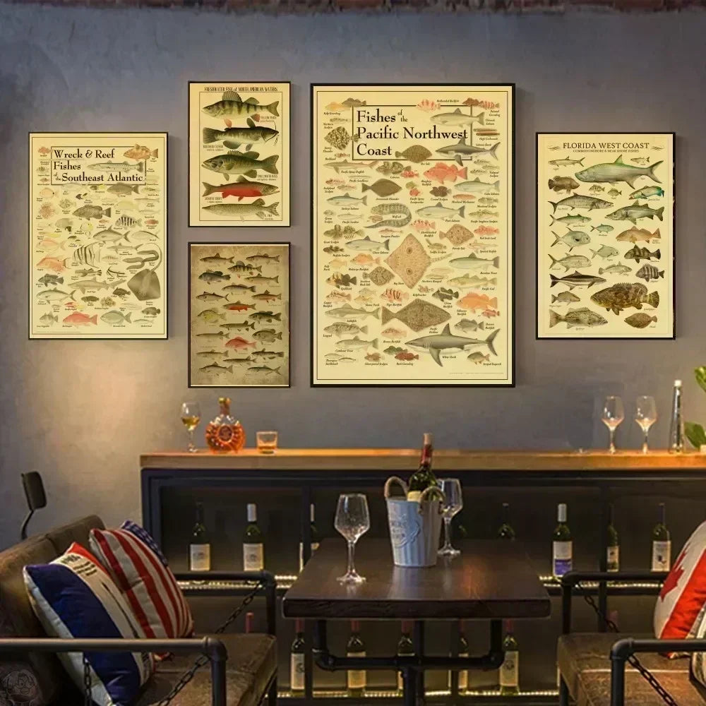 ACE Fishing Fish Sea Poster Wall Chart Prints And Posters Home Living Bed Room Decor Art Bar Cafe Framelesss Painting Poster