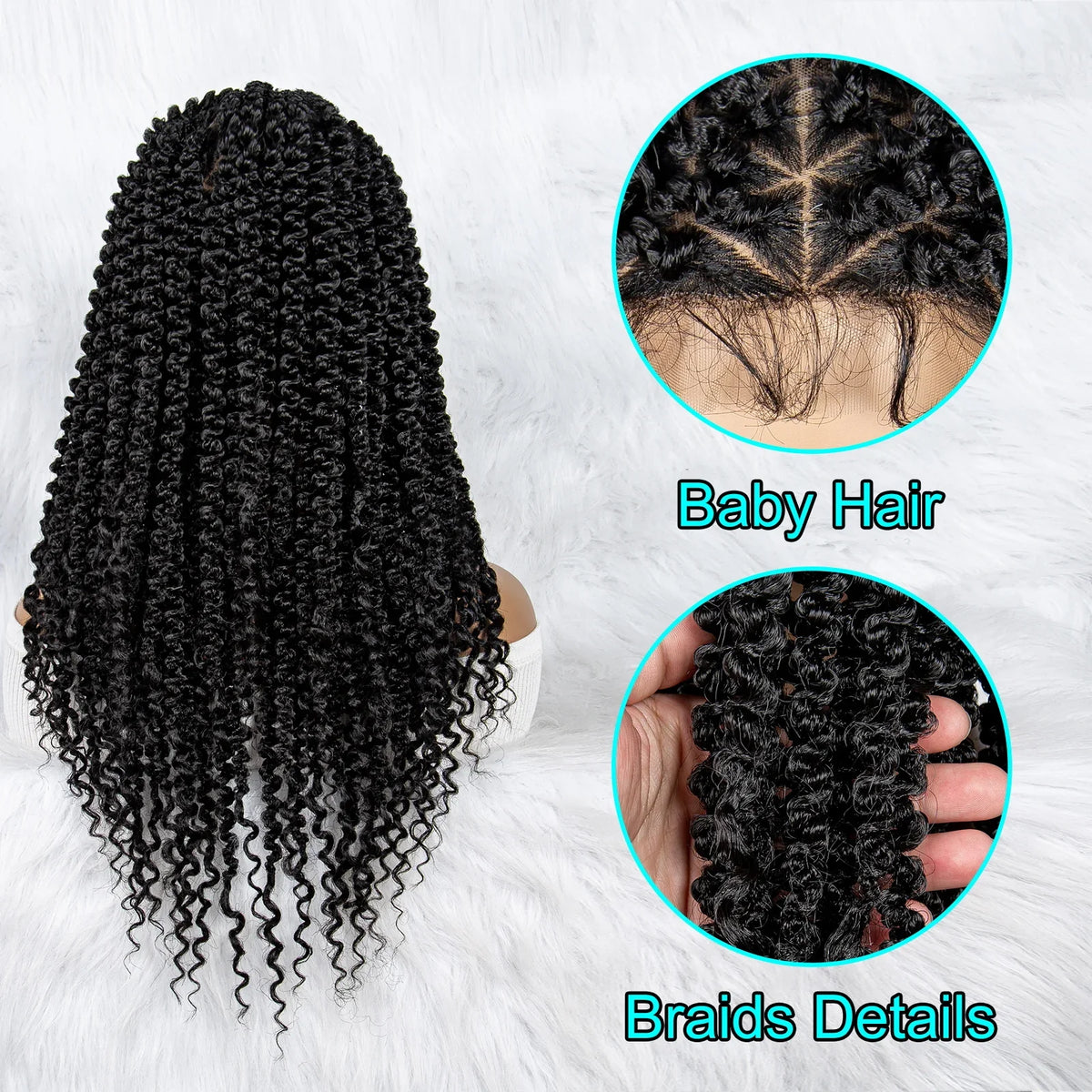 KIMA 18" Curly Tip Braided Wig | Full Lace with Baby Hair