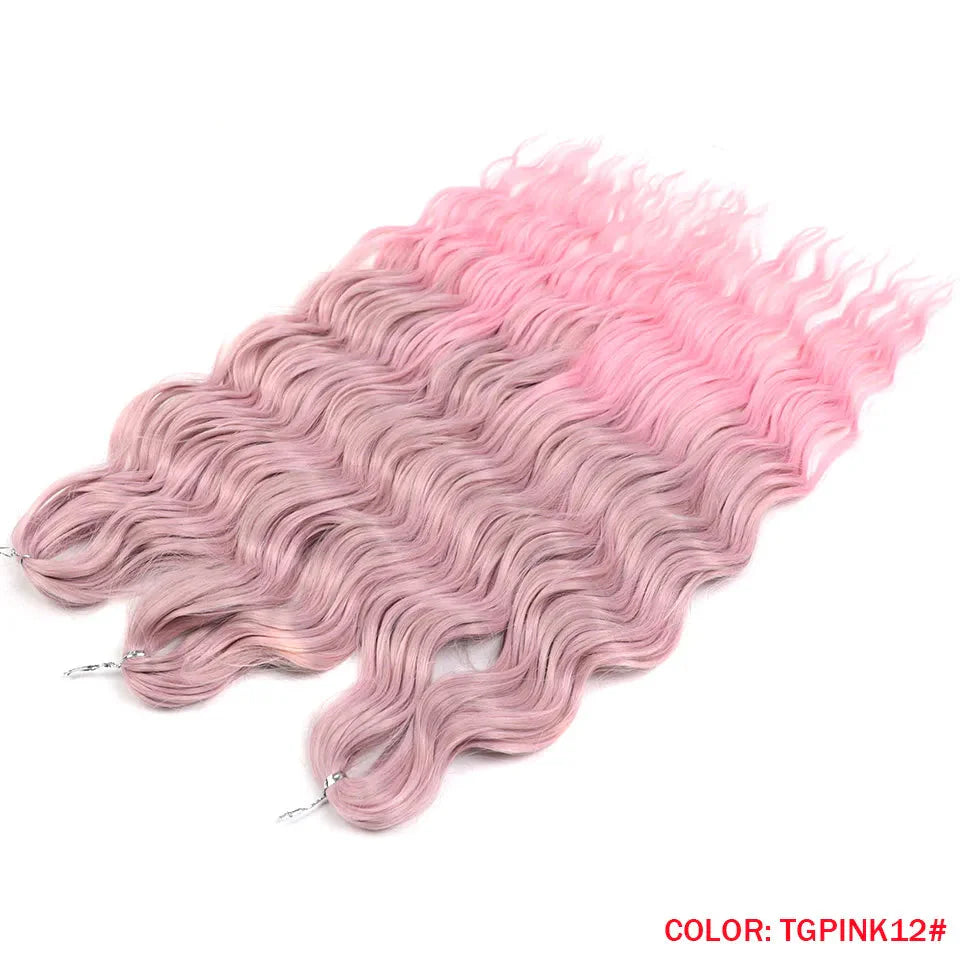 24" Orange Twist Crochet Hair | Synthetic Deep Wave Braiding Hair Extensions | Water Wave Hair | Heat Resistant Fiber | 60 Strands/Pack