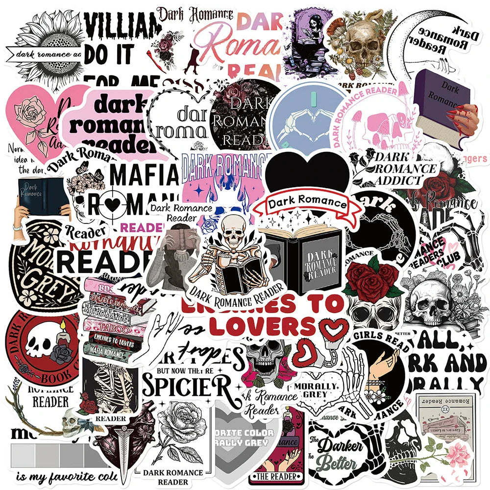 10/30/50pcs Cool Gothic Dark Romance Reader Stickers Decals Laptop Phone Suitcase Fridge Skateboard Waterproof Sticker Kids Toys