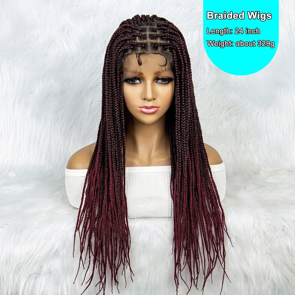 Colorful Knotless Box Braids Wig | Full Lace Front with Baby Hair