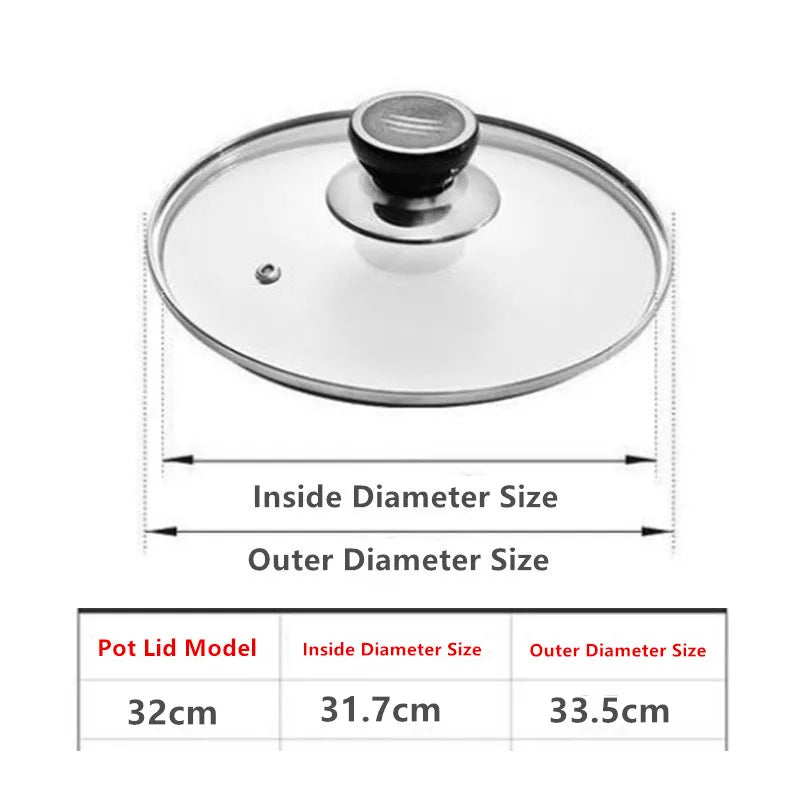 16-32cm Tempered Glass Pot Cover Visible Pot Cover Anti-Scalding Circular Frying Pot Cover Cooking Utensils Kitchen Accessories