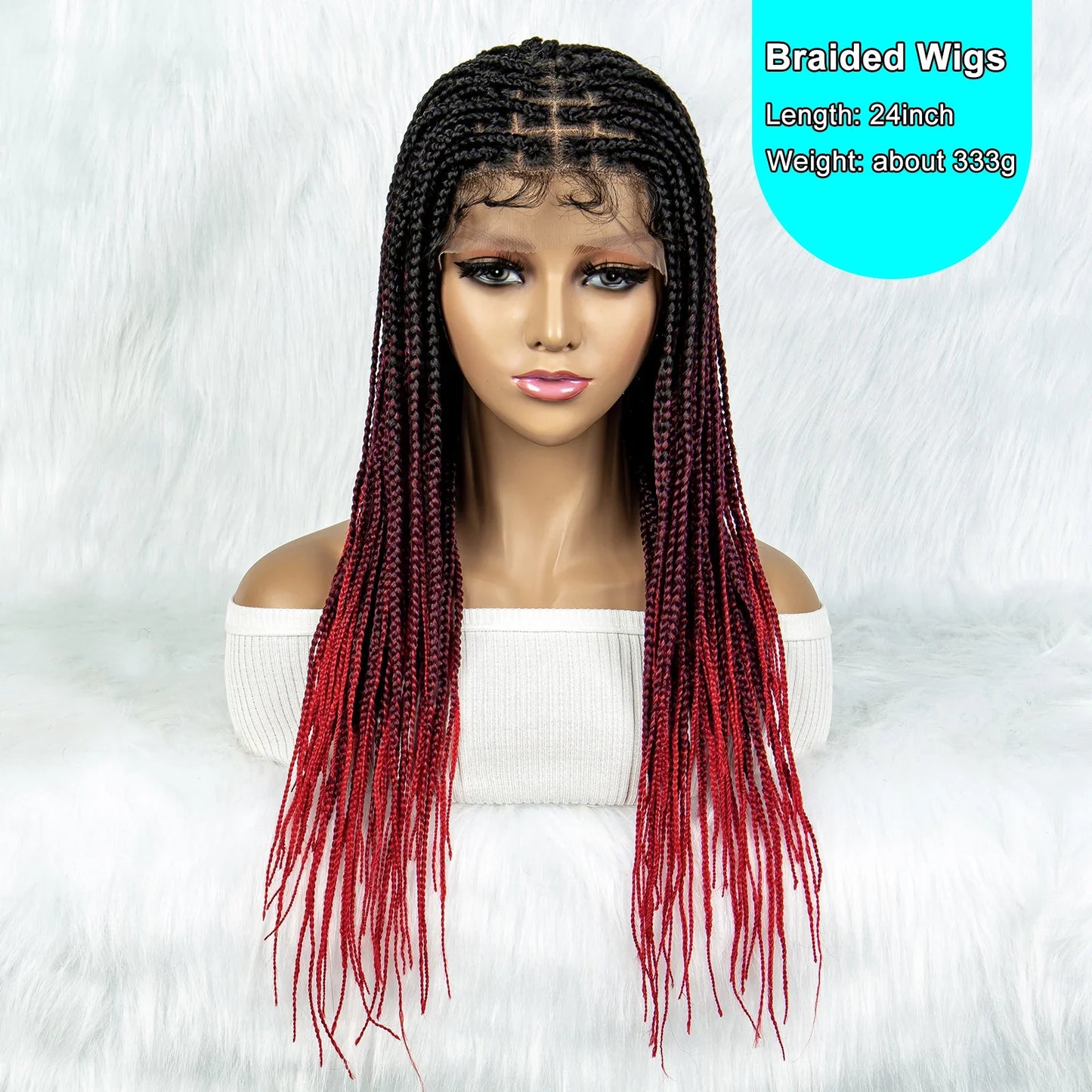 Colorful Knotless Box Braids Wig | Full Lace Front with Baby Hair