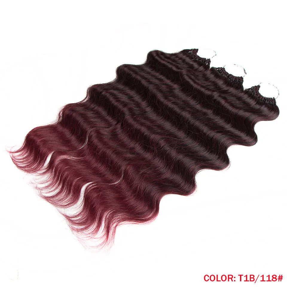 Fashion Idol Body Wave Crochet Hair - 22 Inch Soft Long Synthetic Goddess Braids - Natural Wavy Ombre 613 Blonde Hair Extensions