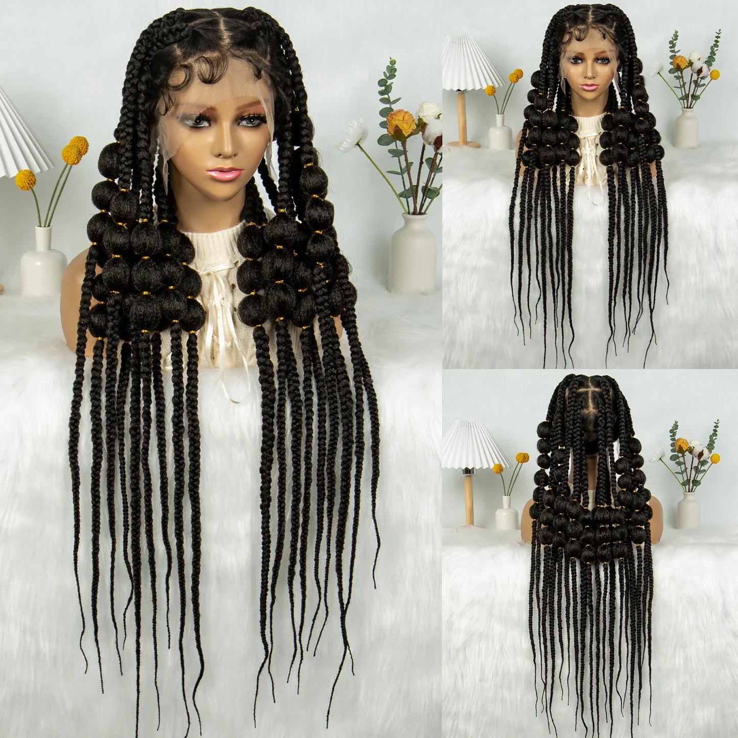 KIMA 40" Jumbo Knotless Box Cornrows Wig | Full Lace Bubble Braids