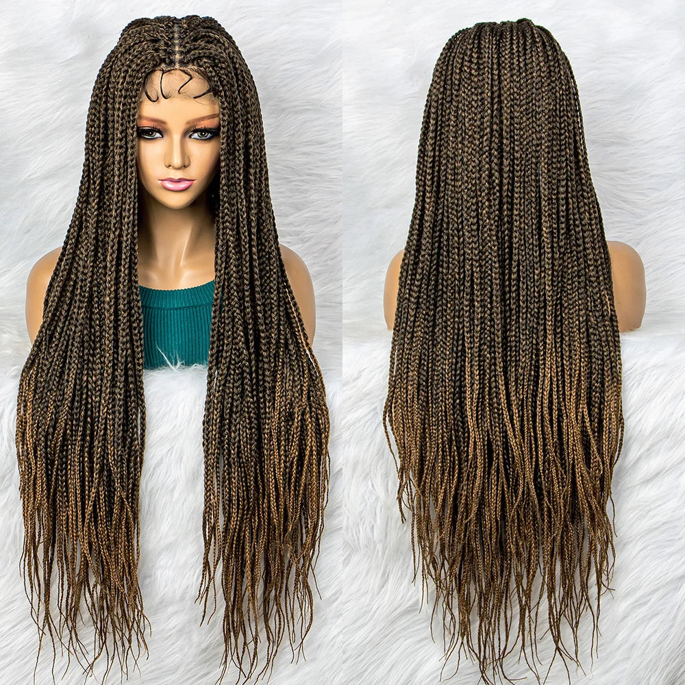 Goddess Box Braids Lace Front Wig | Transparent Full Lace Synthetic Braided Wig