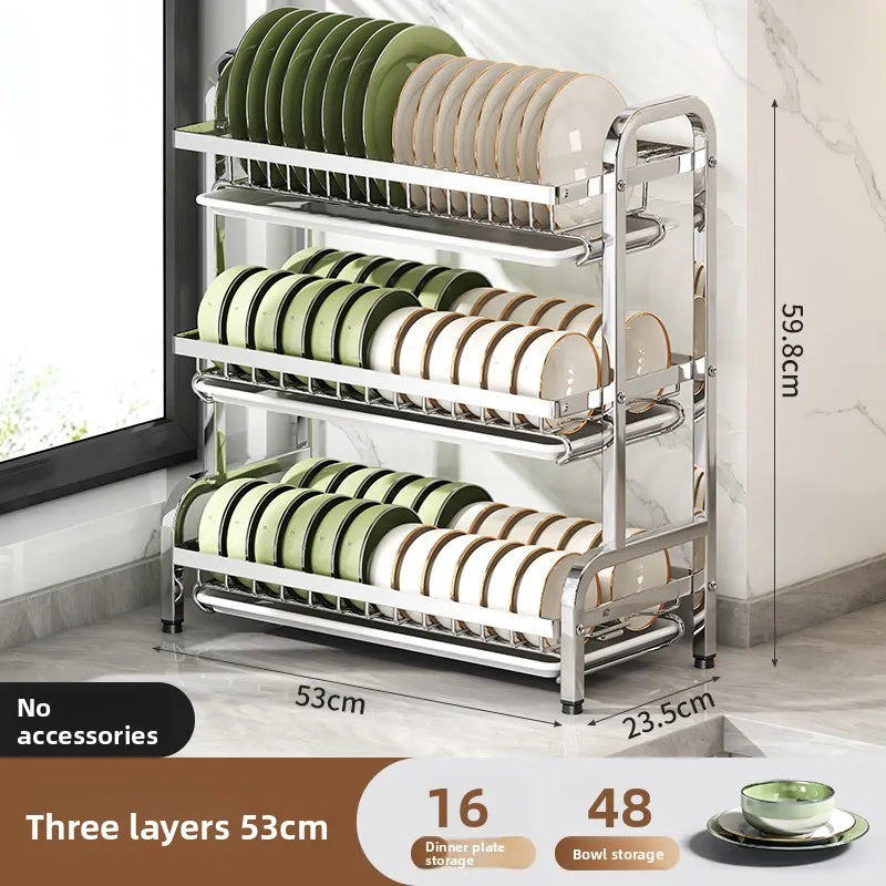 stainless steel Dish Dryer Rack,Compact Kitchen Dish Rack,Screeper Set,Large Rust Proof Dish Screeper With Utensils Holder