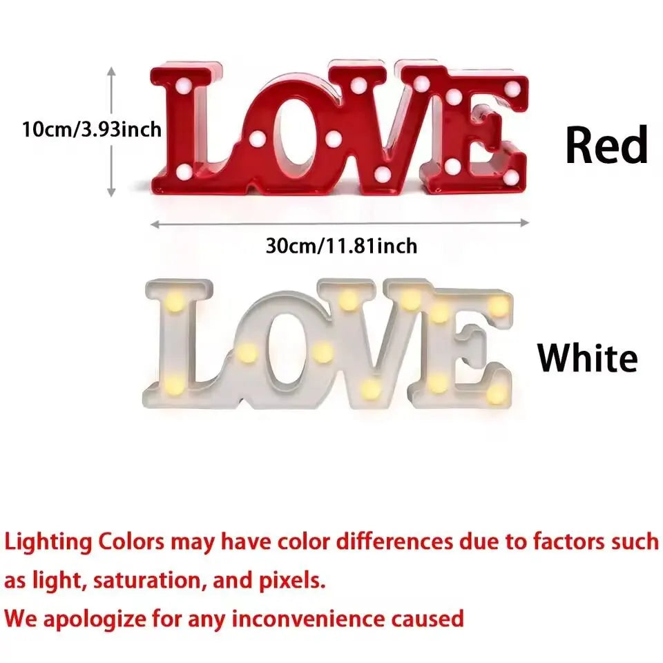 1PC Warm White Love&Heart Shaped LED Night Light,Battery Powered Decoration Light For Wedding,Proposal,Birthday,Party,Photo Prop