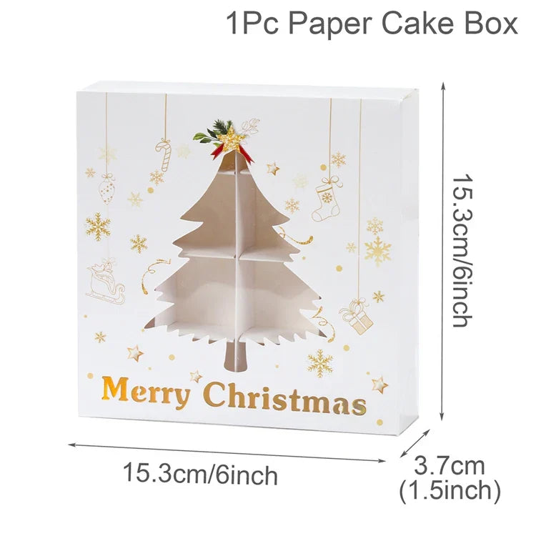 Christmas Cookie Box Candy Packaging Box Merry Christmas Decoration For Home 2025 Navidad Noel Xmas Tree Ornament Decor New Year