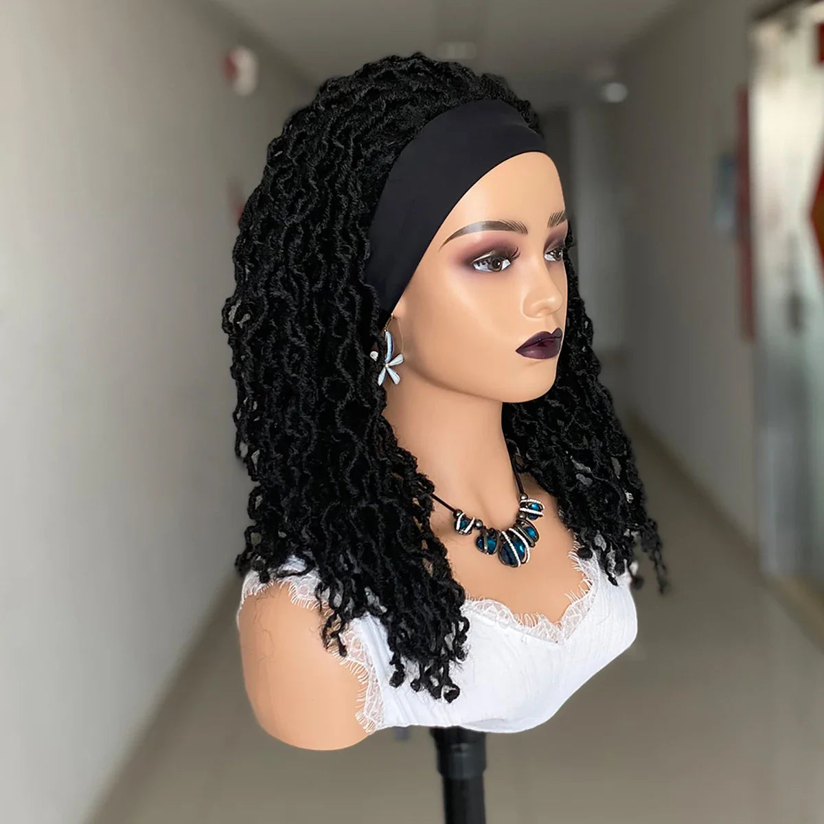 Dreadlocks Headband Wig | Box Braids & Faux Locs | Ombre Brown Twist Wig | Synthetic Crochet Braids