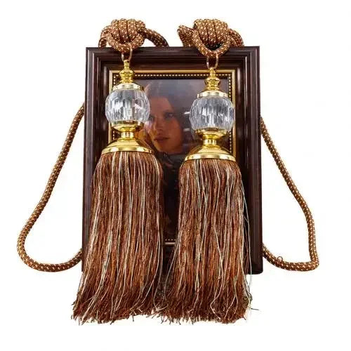 1Pair Tassel Curtain Tieback Crystal Bead Hanging Ball Tie Room Accessories Holder Buckle Rope Bandage Holdback Window Shade