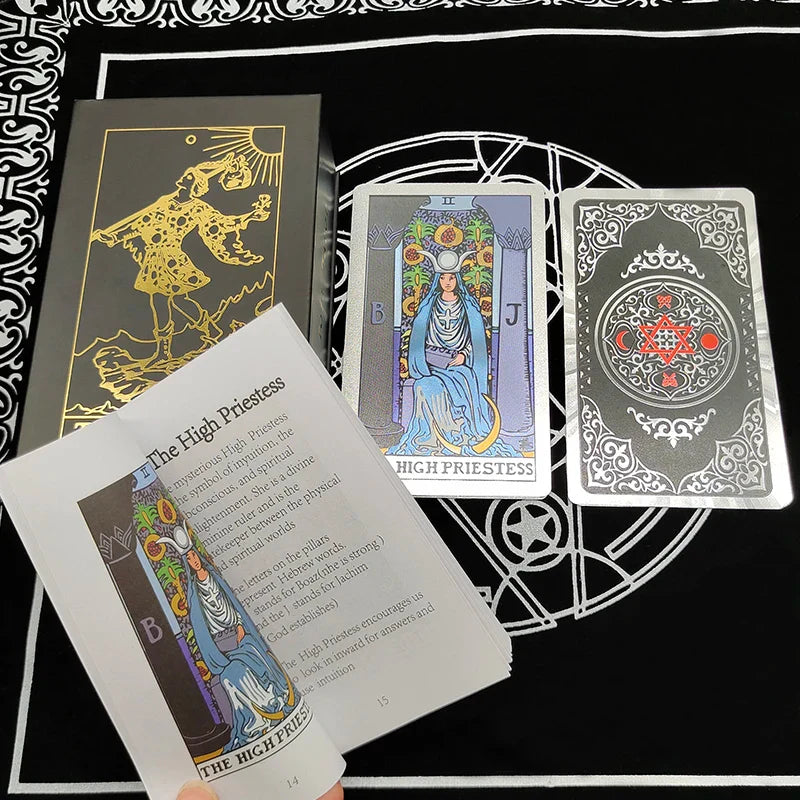 New Version Black Hot Stamping Gold foil Tarot Cards Plastic Rider Oracle Deck For Beginners And Collectors