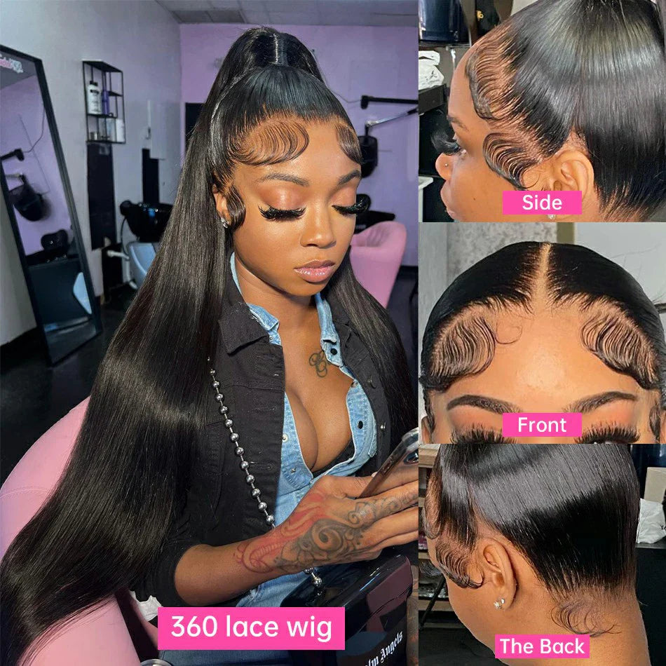 360 Lace Wig | Brazilian Bone Straight Hair | 13x6 & 13x4 Lace Frontal Wigs | 30-36 Inches