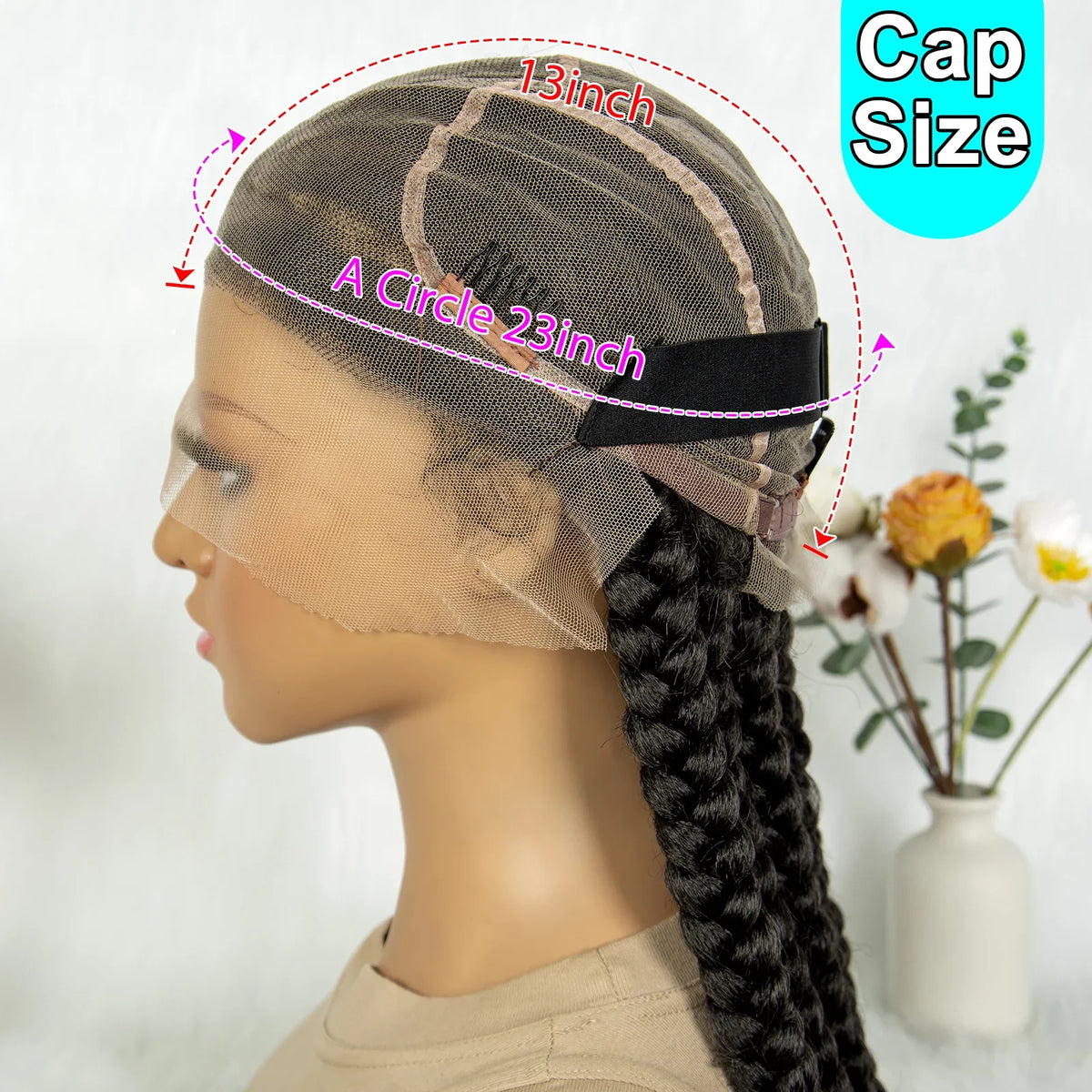 Knotless Cornrow Box Braided Full Lace Wig | Twisted Accents | Natural Hair Texture | Black Women