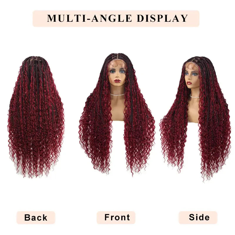 36" Ombre Goddess Locs Braids Wig | 360 Lace Front | Baby Hair | Bohemian Style