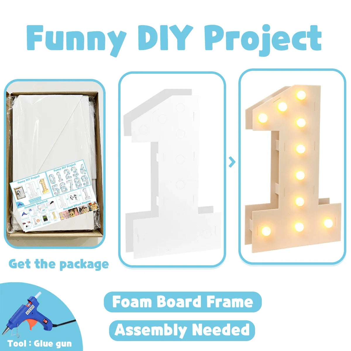 91.5CM Giant Number Led Light Frame 1st Birthday Party Decor Kids Wedding 30th 50th 60th Birthday Party Supplies Baby Shower
