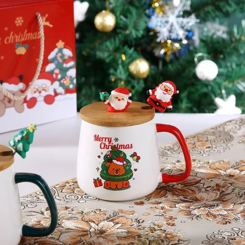 Mug Gift Box Ceramic Mug Christmas Gift Ceramic Mug with Lid with Spoon Set Cup Coffee Cup Christmas Dropshipping