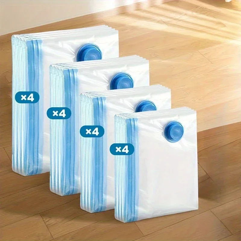 4pcs Vacuum Compression Storage Bag, Sealed Clothing Storage Bag, Household Space Saving Organizer, Excluding Manual Pump