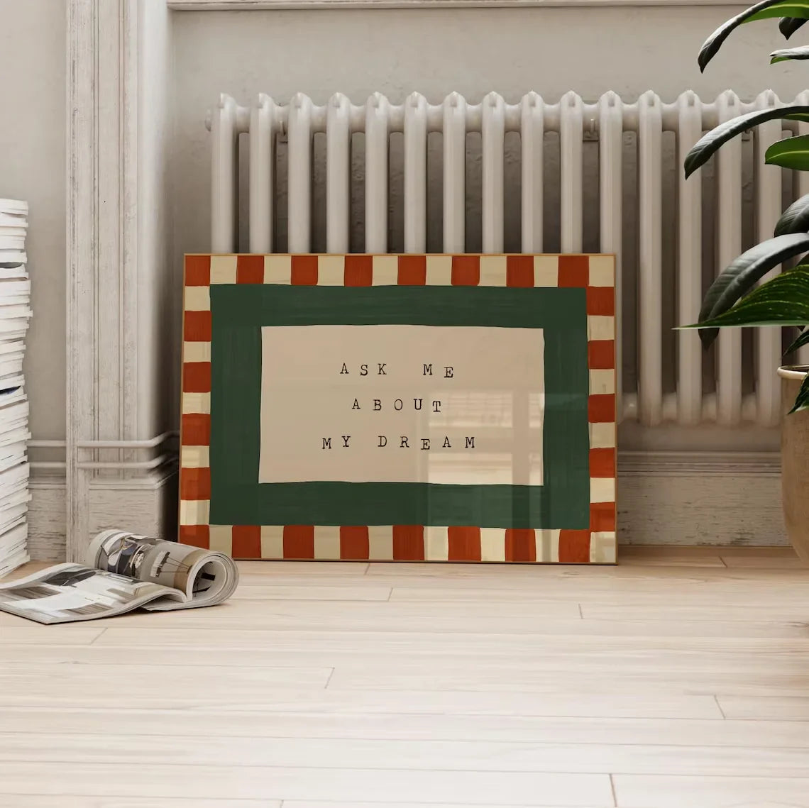 Retro Bedroom Wall Art, Checkered Wall Art, Mid Century Bedroom Print, Bedroom Prints, Ask Me About My Dream Print, Wall Art For
