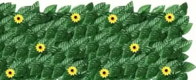 Green Artificial Ivy Privacy Fence Screen Outdoor With Sunflowers Artificial Grass Privacy Fence Screen Fake Ivy Wall Panel